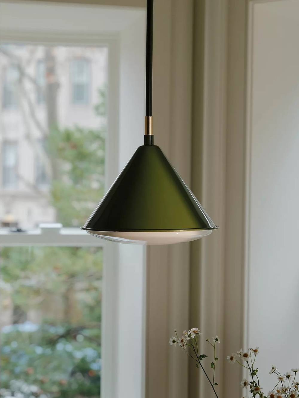 Brand new anthropologie Green Metal Cone Pendant Light - Home Dining kitchen